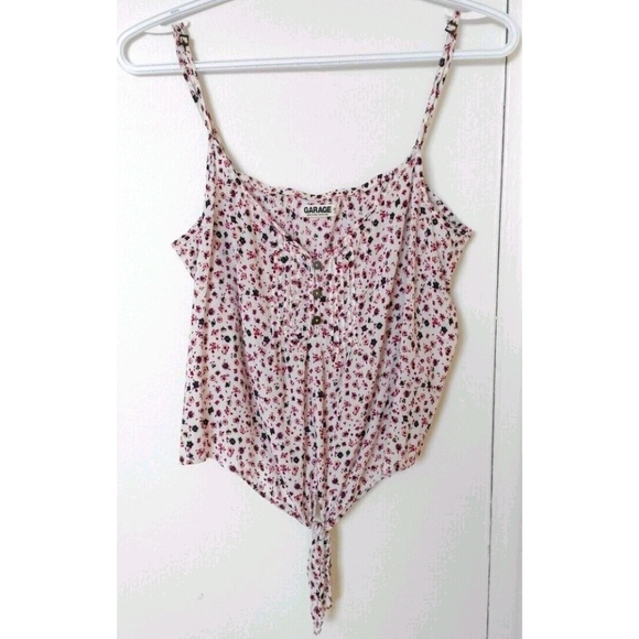 Garage Floral Print Button Up Tank Top - Picture 1 of 3